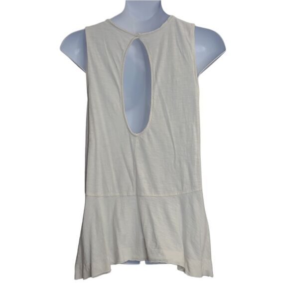 FREE PEOPLE white peplum cutout flowy tunic top with keyhole back L - Picture 3 of 8